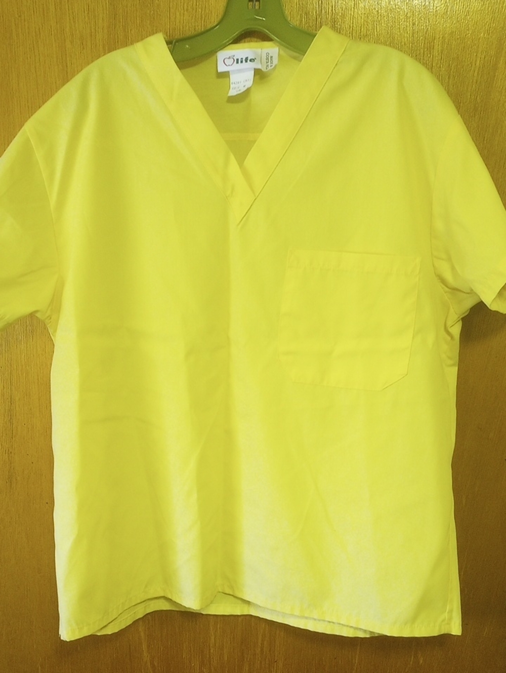 Life Uniform Yellow Polyester & Cotton Pullover Scrub Top w/Pocket
